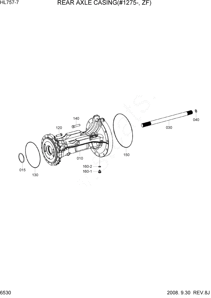 Схема запчастей Hyundai HL757-7 - PAGE 6530 REAR AXLE CASING(#1275-, ZF) СИЛОВАЯ СИСТЕМА
