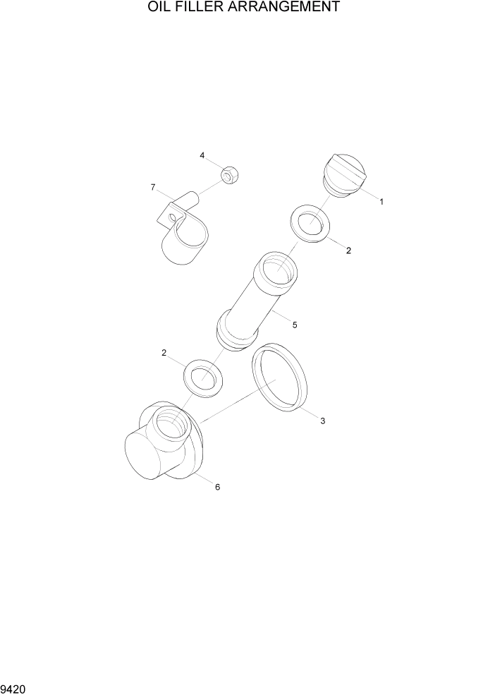 Схема запчастей Hyundai HL757-7 - PAGE 9420 OIL FILLER ARRANGEMENT ДВИГАТЕЛЬ БАЗА