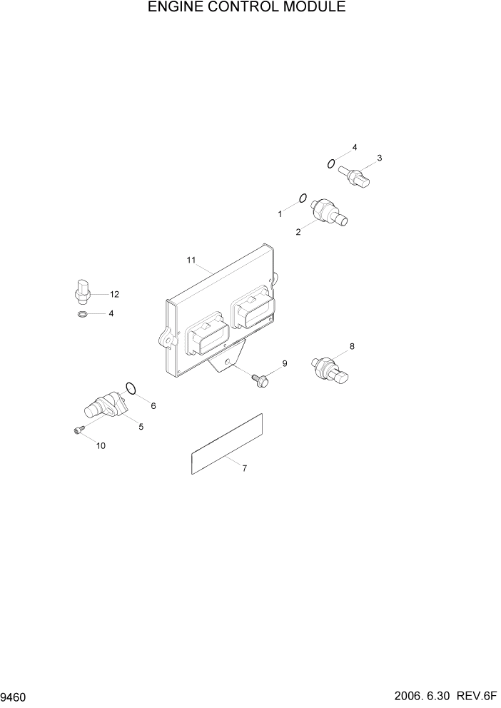 Схема запчастей Hyundai HL757-7 - PAGE 9460 ENGINE CONTROL MODULE ДВИГАТЕЛЬ БАЗА