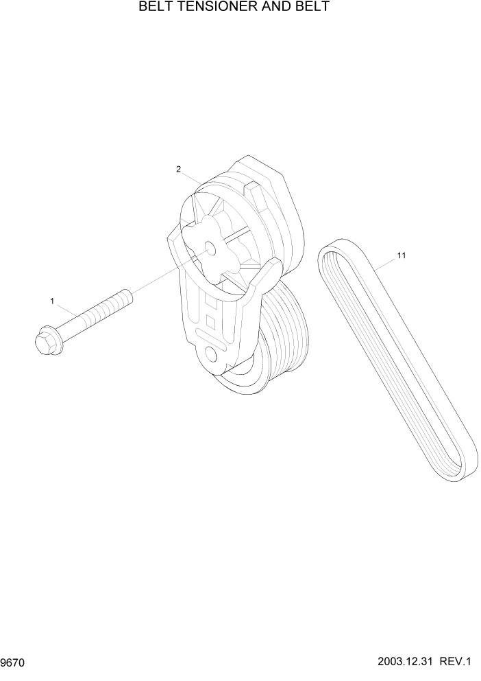 Схема запчастей Hyundai HL757-7 - PAGE 9670 BELT TENSIONER AND BELT ДВИГАТЕЛЬ БАЗА