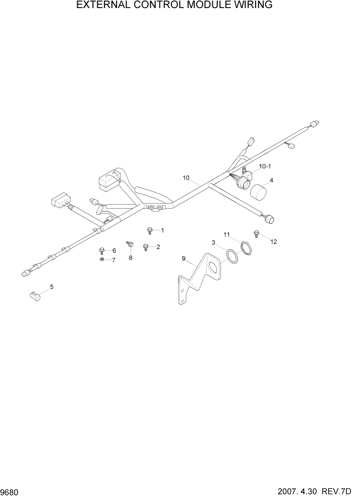 Схема запчастей Hyundai HL757-7 - PAGE 9680 EXTERNAL CONTROL MODULE WIRING ДВИГАТЕЛЬ БАЗА