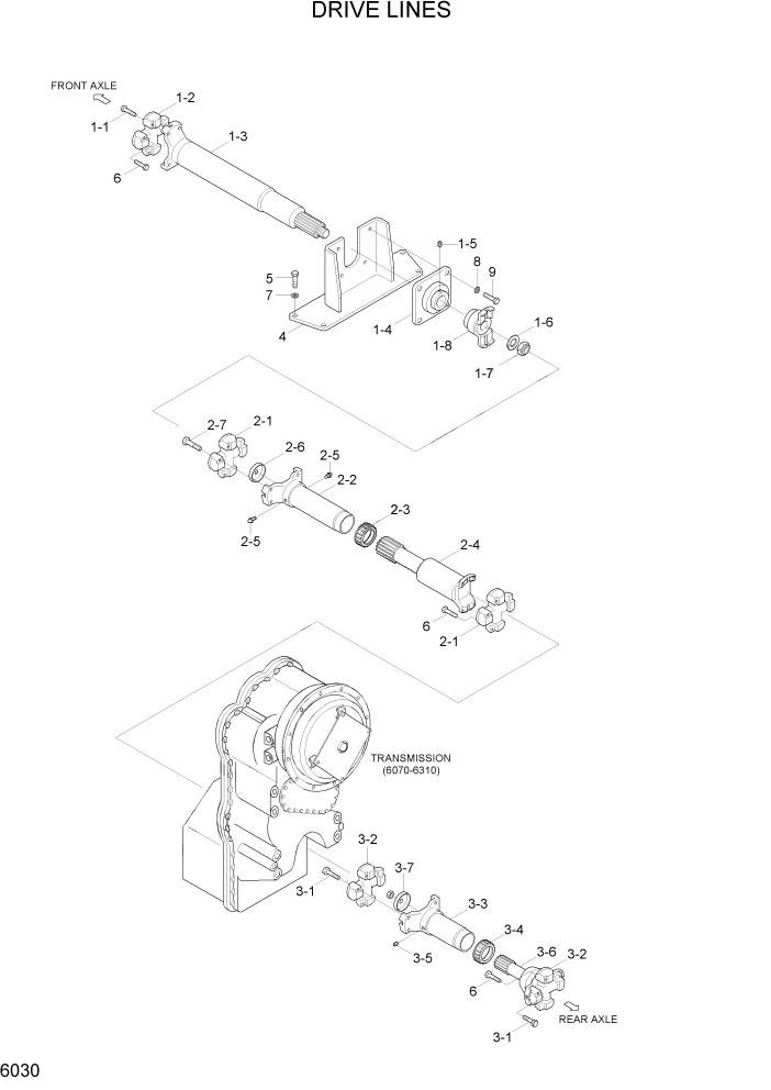 Схема запчастей Hyundai HL757-7A - PAGE 6030 DRIVE LINES СИЛОВАЯ СИСТЕМА