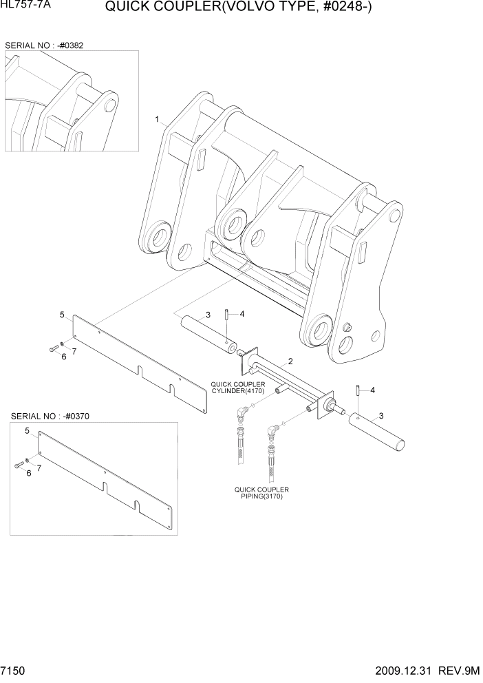 Схема запчастей Hyundai HL757-7A - PAGE 7150 QUICK COUPLER(VOLVO TYPE, #0248-) РАБОЧЕЕ ОБОРУДОВАНИЕ