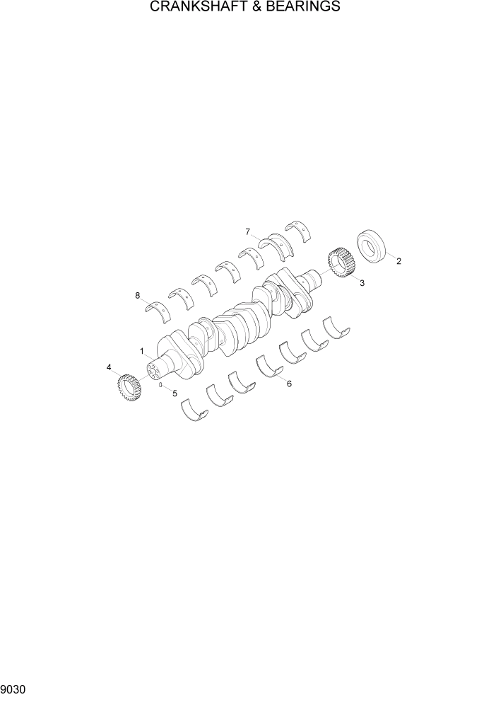 Схема запчастей Hyundai HL757-7A - PAGE 9030 CRANKSHAF & BEARINGS ДВИГАТЕЛЬ БАЗА
