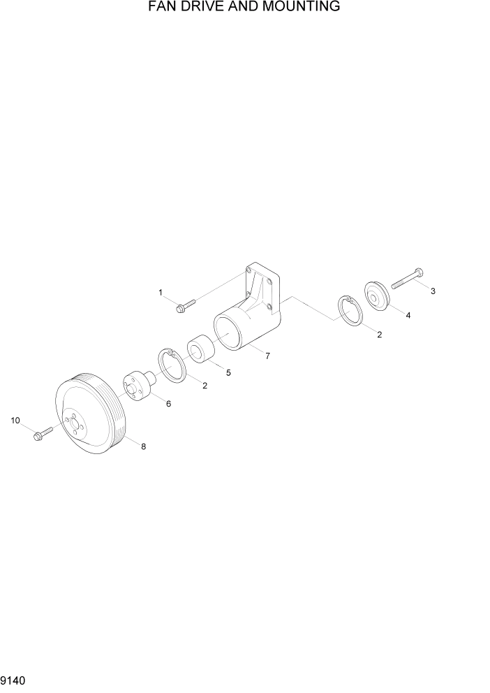 Схема запчастей Hyundai HL757-7A - PAGE 9140 FAN DRIVE AND MOUNTING ДВИГАТЕЛЬ БАЗА