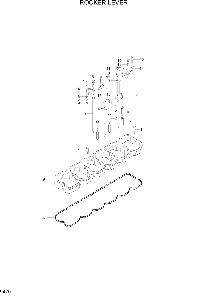 Схема запчастей Hyundai HL757-7A - PAGE 9470 ROCKER LEVER ДВИГАТЕЛЬ БАЗА