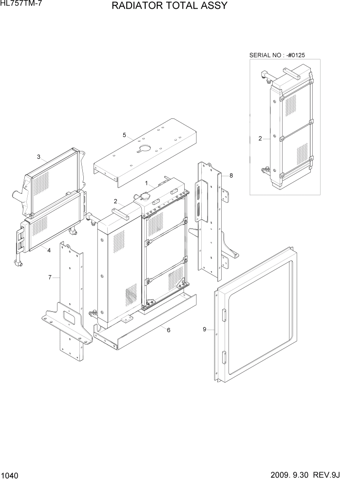 Схема запчастей Hyundai HL757TM7 - PAGE 1040 RADIATOR TOTAL ASSY СИСТЕМА ДВИГАТЕЛЯ