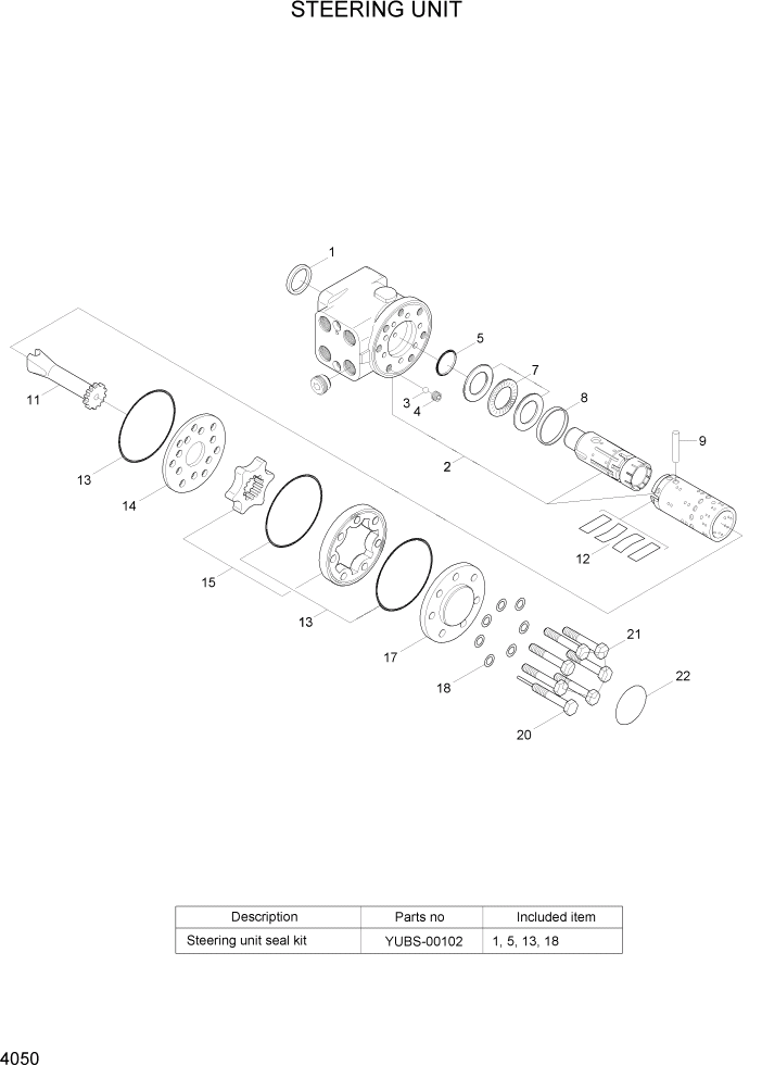 Схема запчастей Hyundai HL757TM7 - PAGE 4050 STEERING UNIT ГИДРАВЛИЧЕСКИЕ КОМПОНЕНТЫ