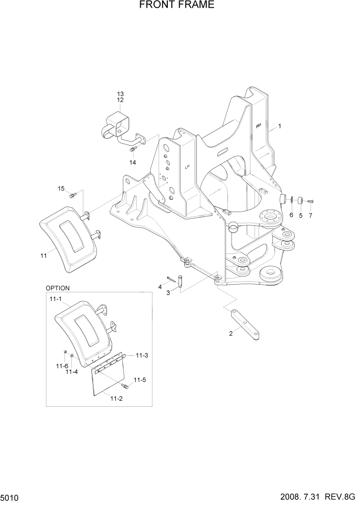 Схема запчастей Hyundai HL757TM7 - PAGE 5010 FRONT FRAME СТРУКТУРА