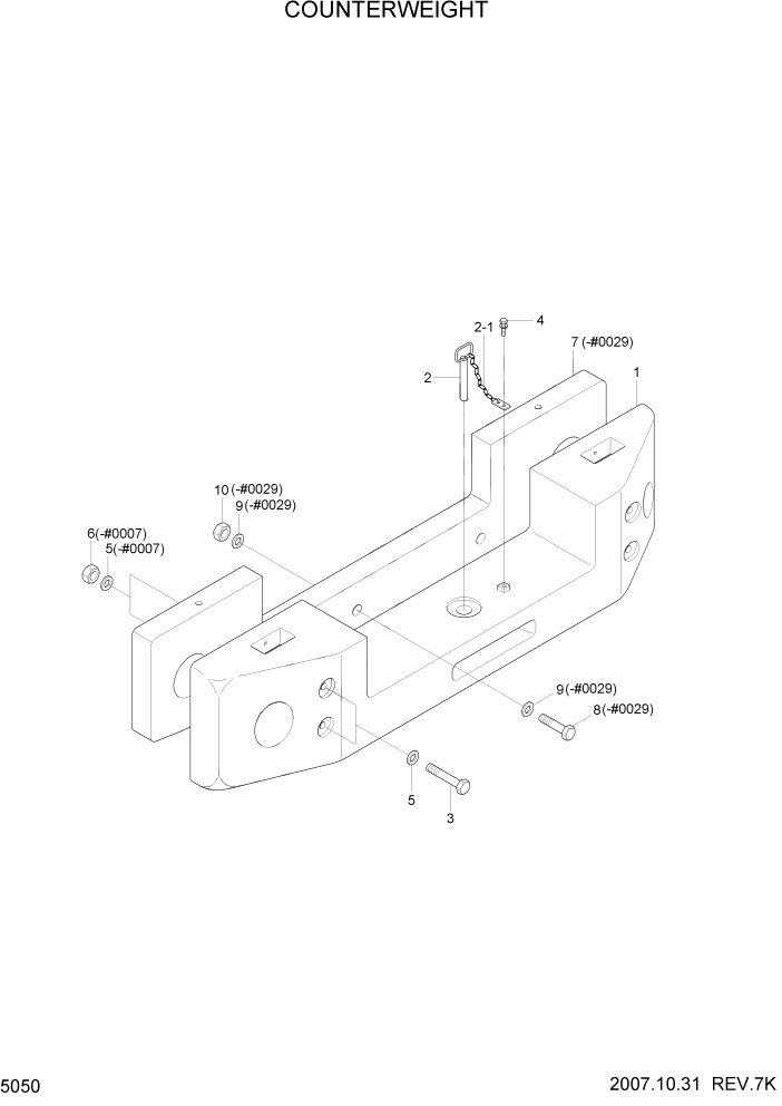 Схема запчастей Hyundai HL757TM7 - PAGE 5050 COUNTERWEIGHT СТРУКТУРА