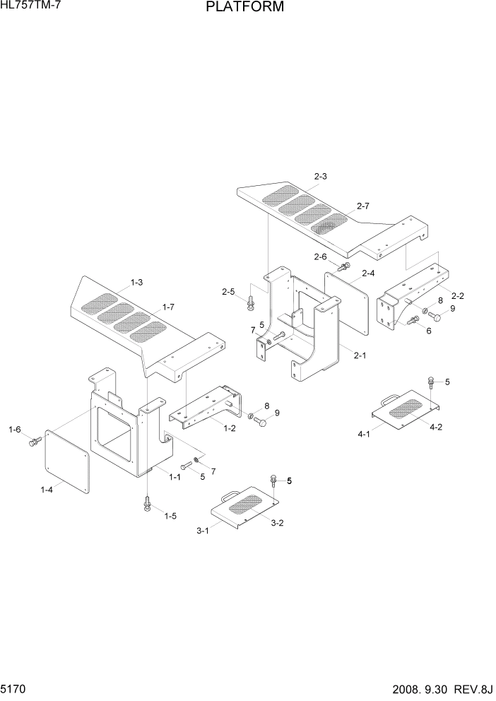 Схема запчастей Hyundai HL757TM7 - PAGE 5170 PLATFORM СТРУКТУРА