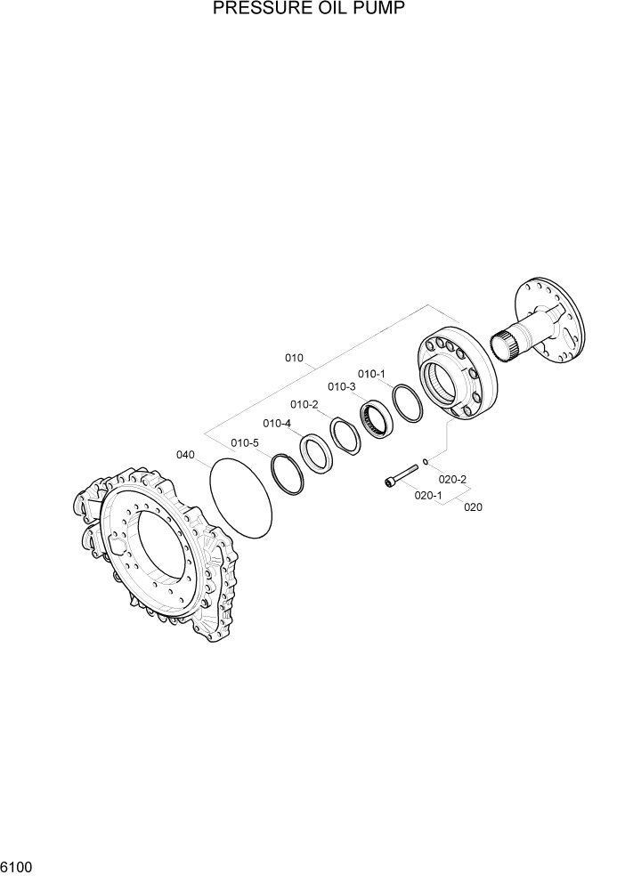 Схема запчастей Hyundai HL757TM7 - PAGE 6100 PRESSURE OIL PUMP СИЛОВАЯ СИСТЕМА