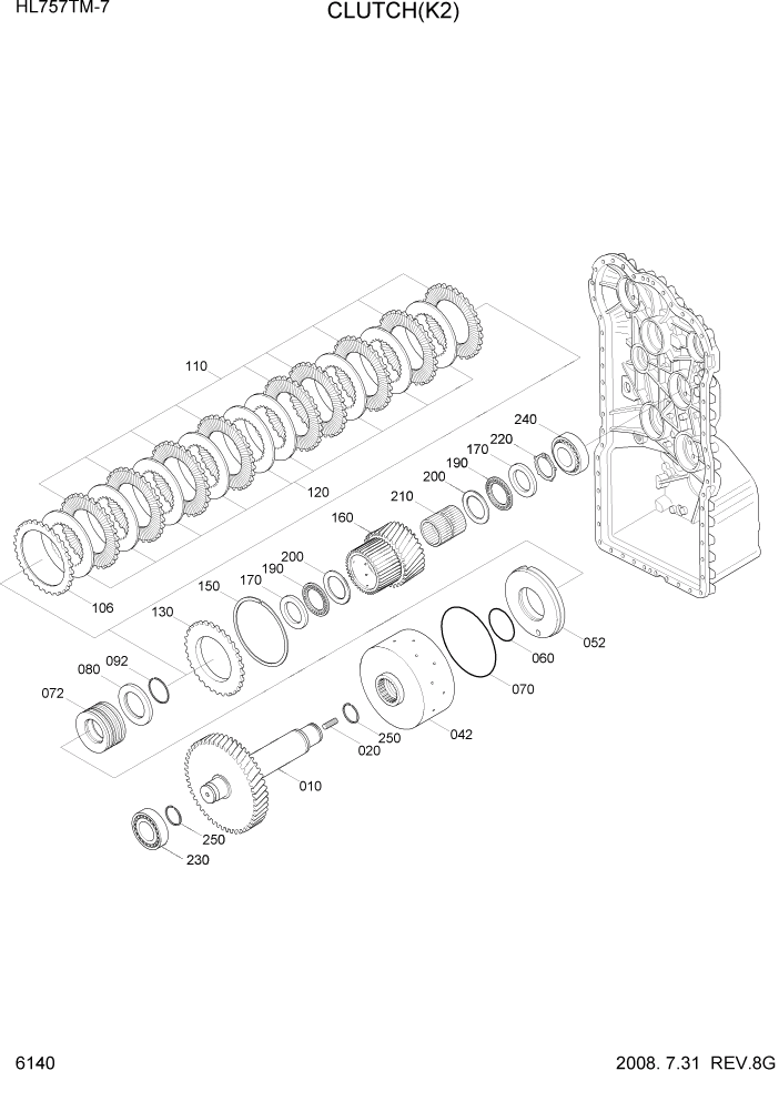 Схема запчастей Hyundai HL757TM7 - PAGE 6140 CLUTCH(K2) СИЛОВАЯ СИСТЕМА