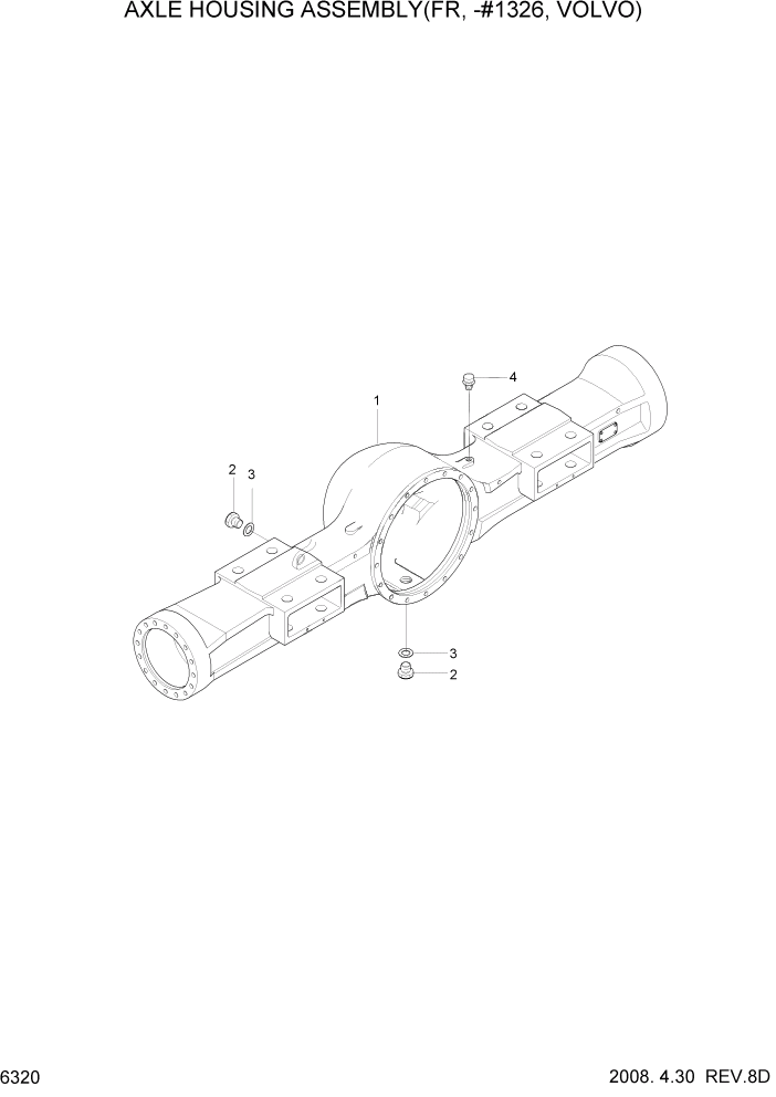 Схема запчастей Hyundai HL757TM7 - PAGE 6320 AXLE HOUSING ASSEMBLY(FR, -#1326, VOLVO) СИЛОВАЯ СИСТЕМА