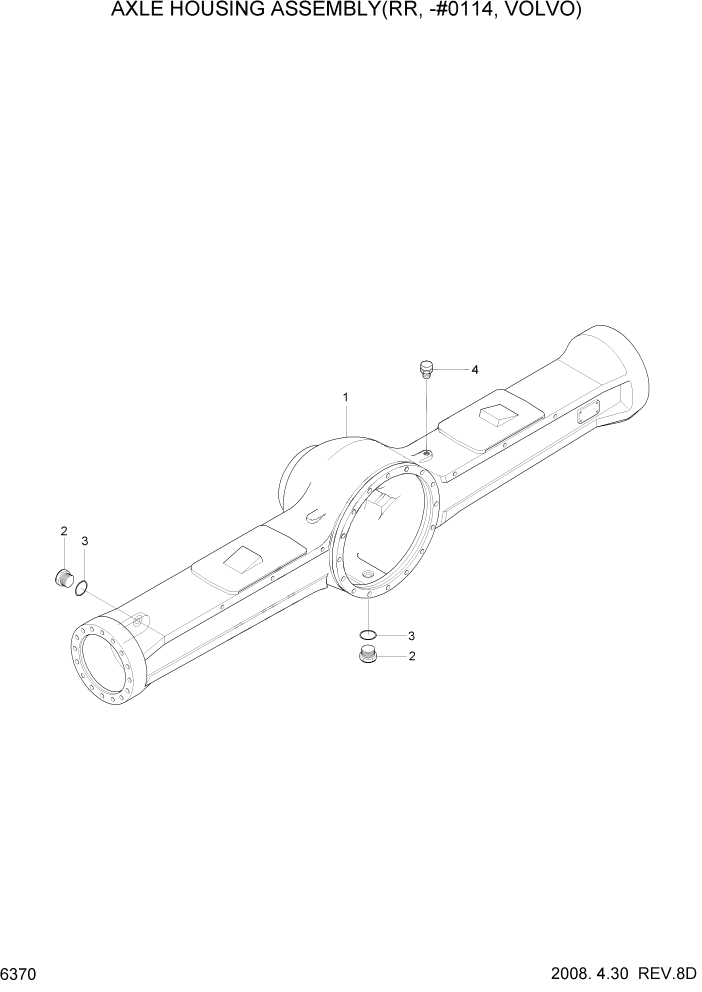 Схема запчастей Hyundai HL757TM7 - PAGE 6370 AXLE HOUSING ASSEMBLY(RR, -#0114, VOLVO) СИЛОВАЯ СИСТЕМА