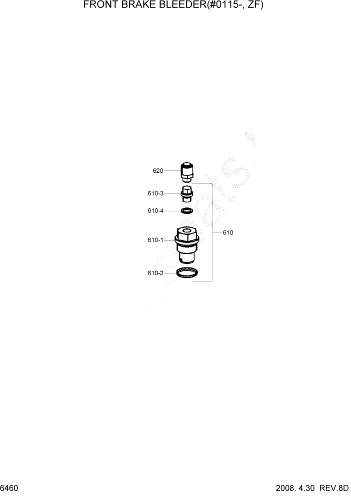 Схема запчастей Hyundai HL757TM7 - PAGE 6460 FRONT BRAKE BLEEDER(#0114-, ZF) СИЛОВАЯ СИСТЕМА