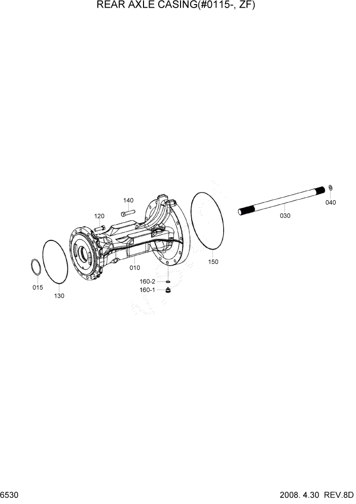 Схема запчастей Hyundai HL757TM7 - PAGE 6530 REAR AXLE CASING(#0114-, ZF) СИЛОВАЯ СИСТЕМА