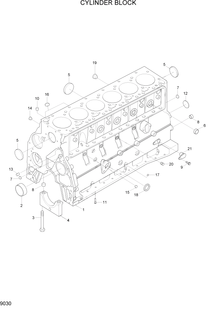 Схема запчастей Hyundai HL757TM7 - PAGE 9030 CYLINER BLOCK ДВИГАТЕЛЬ БАЗА