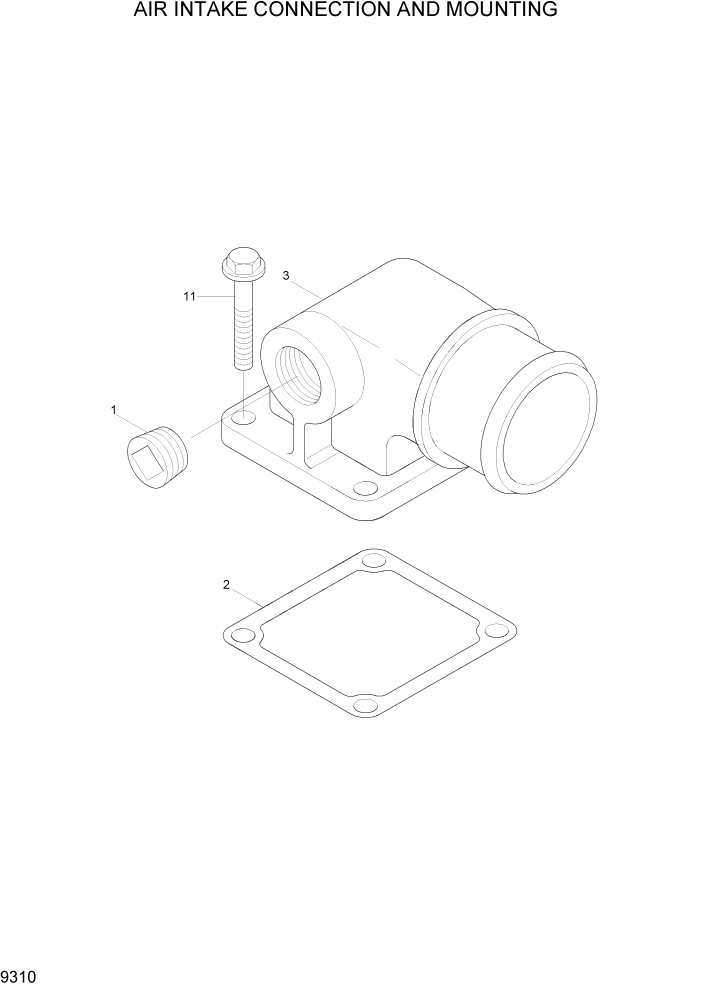 Схема запчастей Hyundai HL757TM7 - PAGE 9310 AIR INTAKE CONNECTION MOUNTING ДВИГАТЕЛЬ БАЗА
