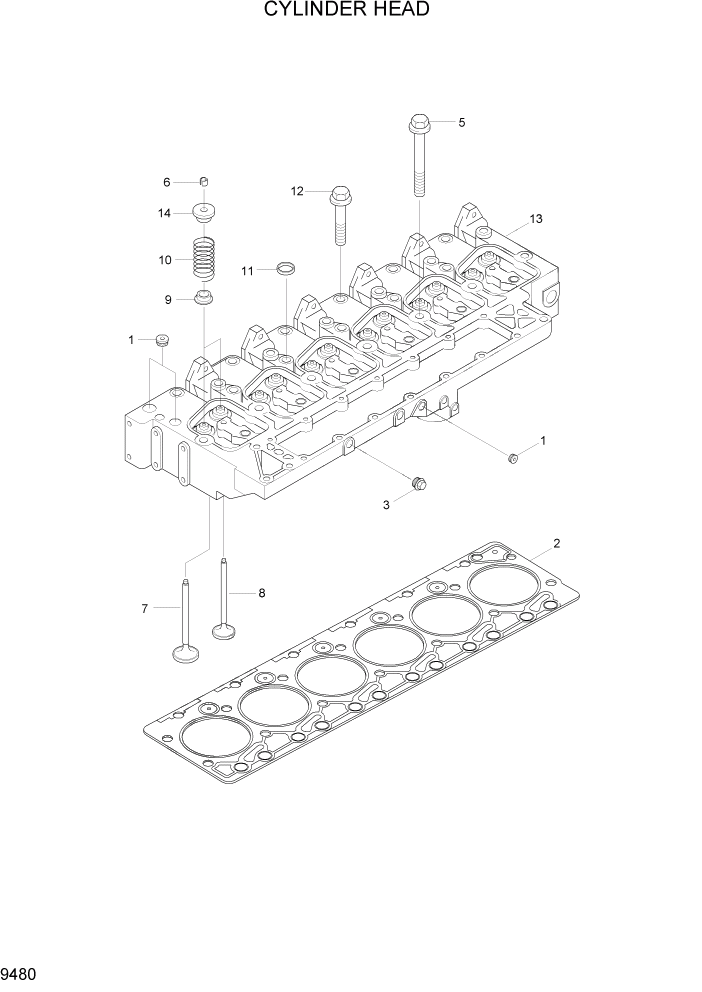 Схема запчастей Hyundai HL757TM7 - PAGE 9480 CYLINDER HEAD ДВИГАТЕЛЬ БАЗА