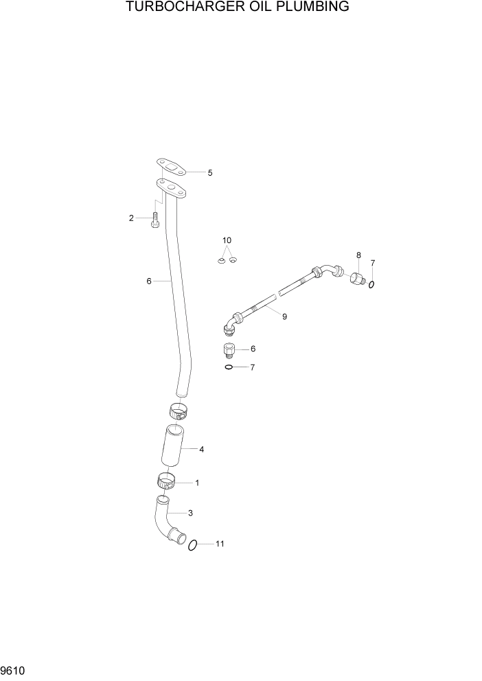 Схема запчастей Hyundai HL757TM7 - PAGE 9610 TURBOCHARGER OIL PLUMBING ДВИГАТЕЛЬ БАЗА