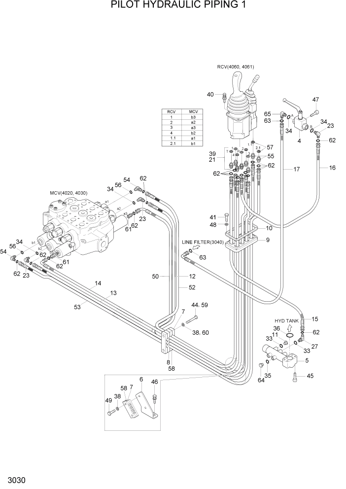 Схема запчастей Hyundai HL757TM7A - PAGE 3030 PILOT HYDRAULIC PIPING 1 ГИДРАВЛИЧЕСКАЯ СИСТЕМА