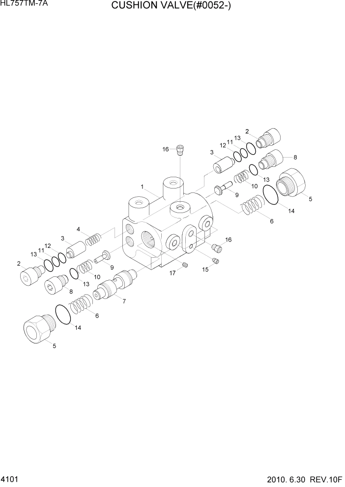 Схема запчастей Hyundai HL757TM7A - PAGE 4101 CUSHION VALVE(#0052-) ГИДРАВЛИЧЕСКИЕ КОМПОНЕНТЫ