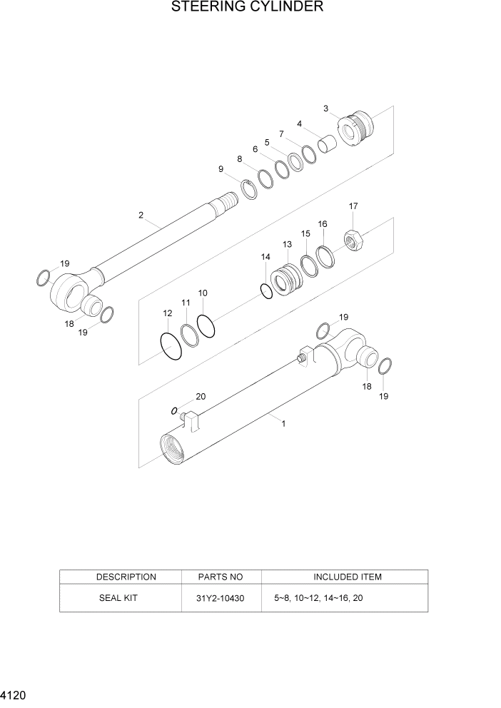 Схема запчастей Hyundai HL757TM7A - PAGE 4120 STEERING CYLINDER ГИДРАВЛИЧЕСКИЕ КОМПОНЕНТЫ