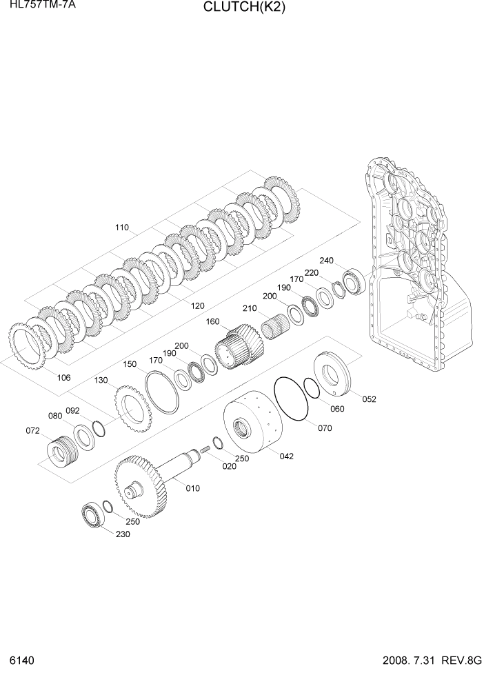 Схема запчастей Hyundai HL757TM7A - PAGE 6140 CLUTCH(K2) СИЛОВАЯ СИСТЕМА