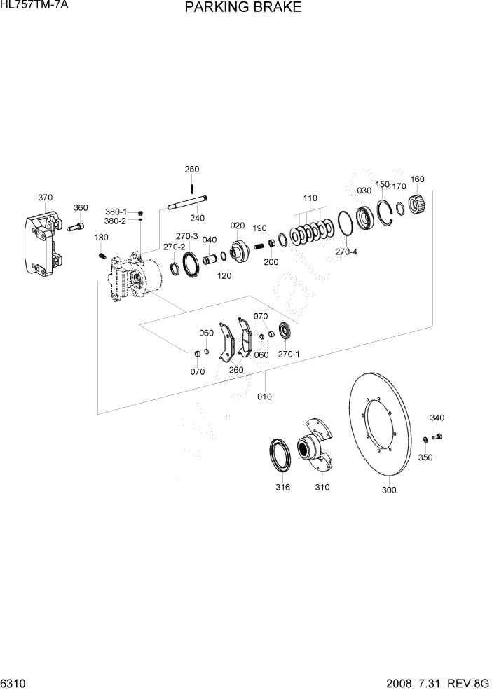 Схема запчастей Hyundai HL757TM7A - PAGE 6310 PARKING BRAKE СИЛОВАЯ СИСТЕМА
