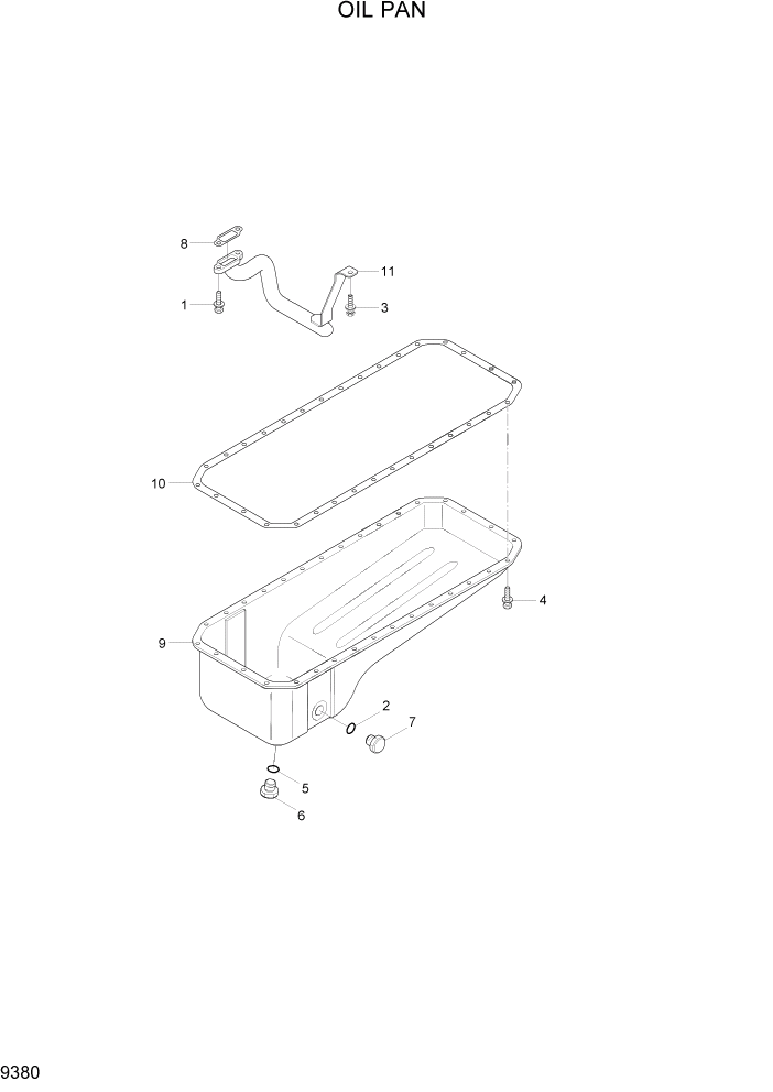 Схема запчастей Hyundai HL757TM7A - PAGE 9380 OIL PAN ДВИГАТЕЛЬ БАЗА