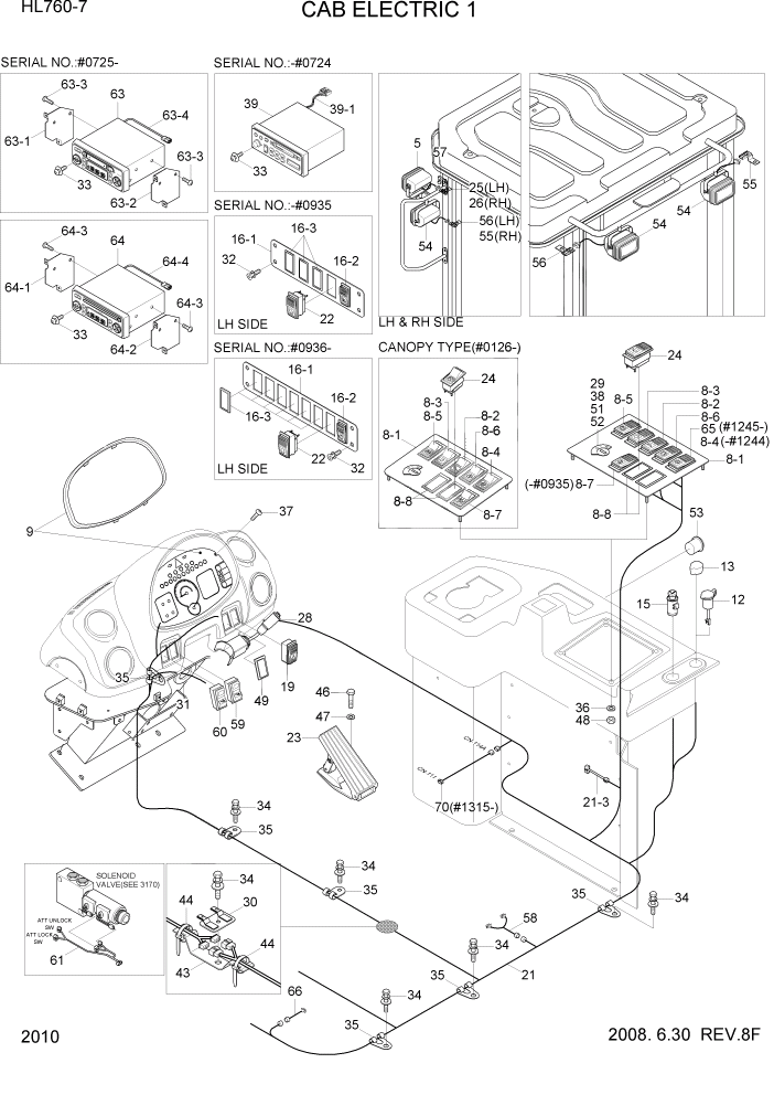 Схема запчастей Hyundai HL760-7 - PAGE 2010 CAB ELECTRIC 1 ЭЛЕКТРИЧЕСКАЯ СИСТЕМА