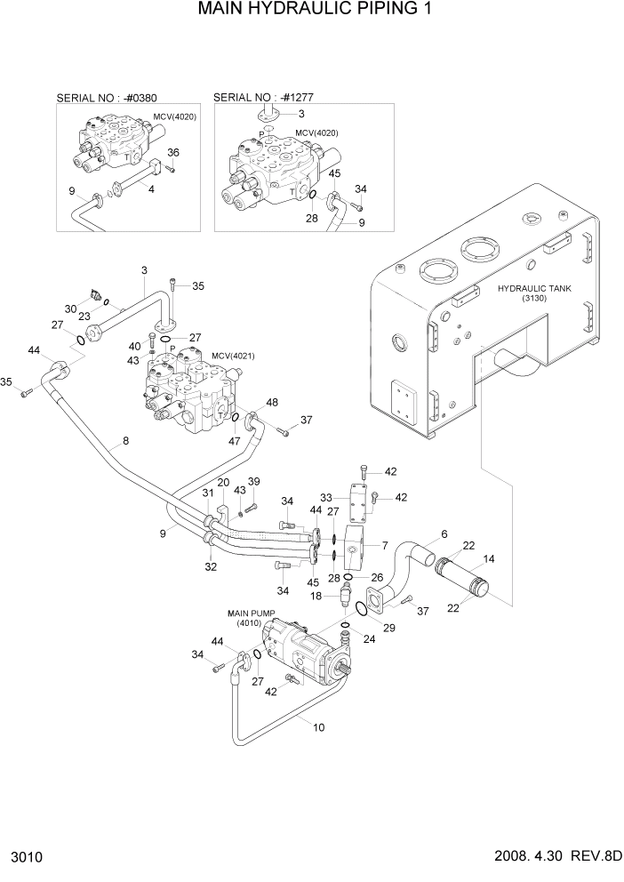 Схема запчастей Hyundai HL760-7 - PAGE 3010 MAIN HYDRAULIC PIPING 1 ГИДРАВЛИЧЕСКАЯ СИСТЕМА