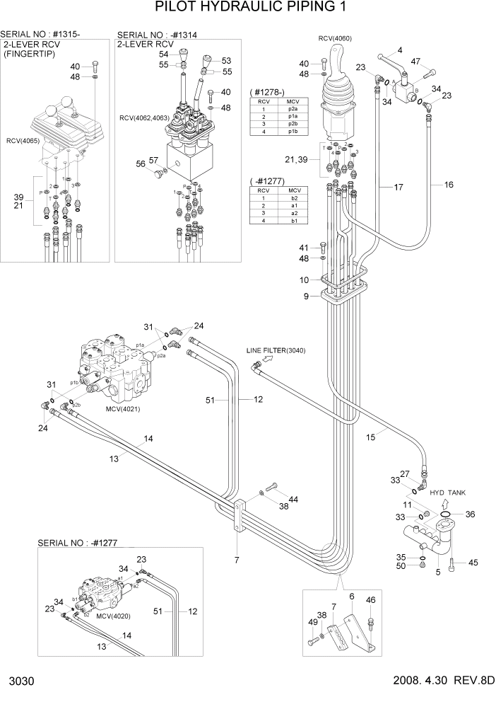 Схема запчастей Hyundai HL760-7 - PAGE 3030 PILOT HYDRAULIC PIPING 1 ГИДРАВЛИЧЕСКАЯ СИСТЕМА