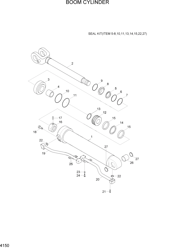 Схема запчастей Hyundai HL760-7 - PAGE 4150 BOOM CYLINDER ГИДРАВЛИЧЕСКИЕ КОМПОНЕНТЫ