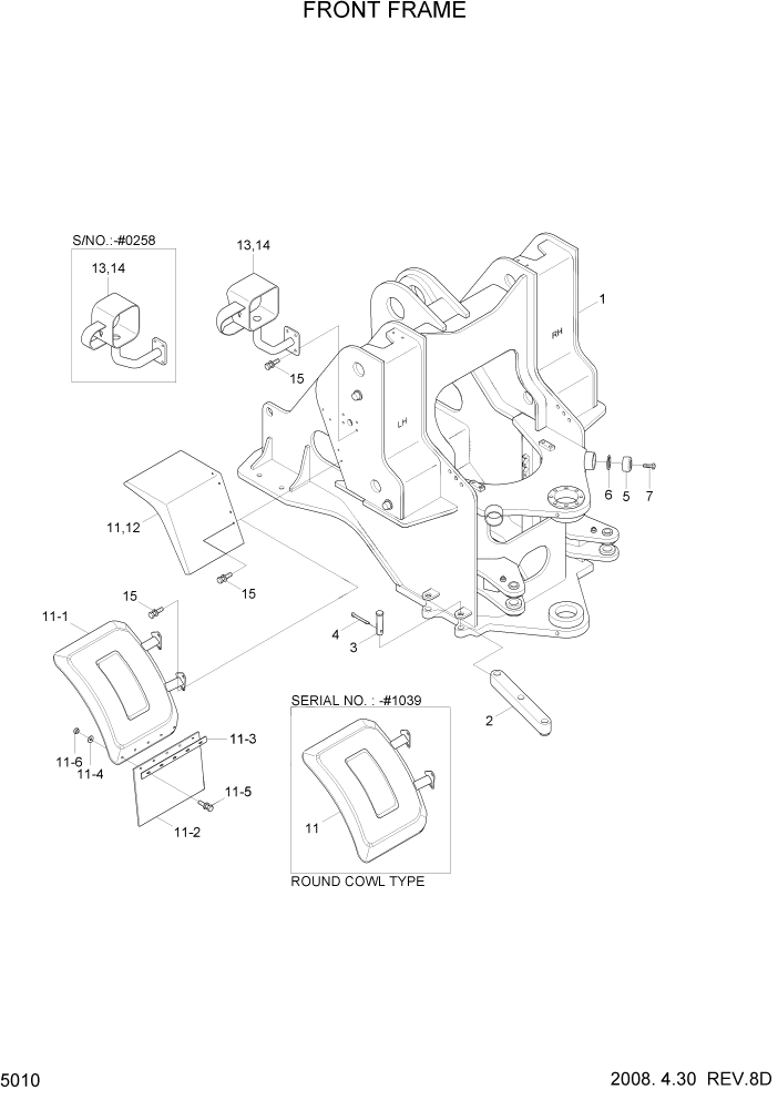 Схема запчастей Hyundai HL760-7 - PAGE 5010 FRONT FRAME СТРУКТУРА
