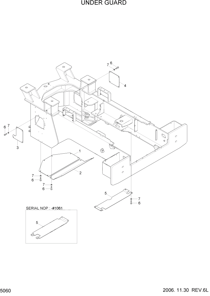 Схема запчастей Hyundai HL760-7 - PAGE 5060 UNDER GUARD СТРУКТУРА