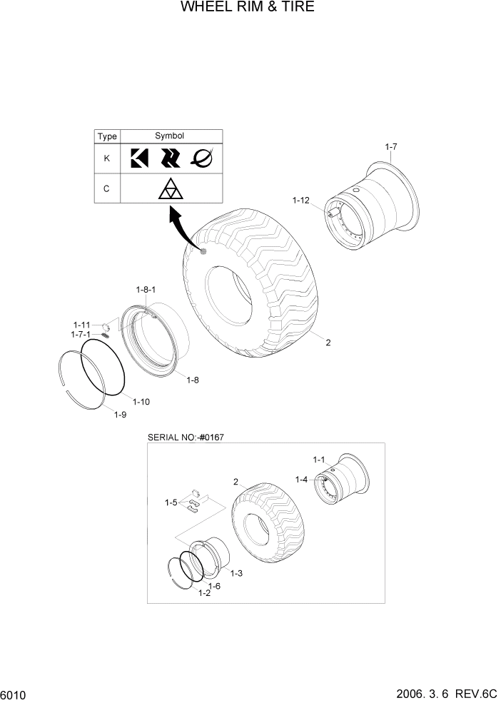 Схема запчастей Hyundai HL760-7 - PAGE 6010 WHEEL RIM & TIRE СИЛОВАЯ СИСТЕМА