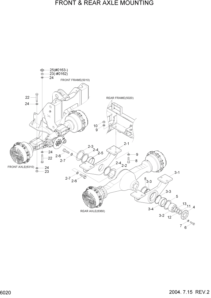 Схема запчастей Hyundai HL760-7 - PAGE 6020 FRONT & REAR AXLE MOUNTING СИЛОВАЯ СИСТЕМА
