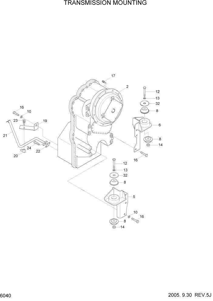 Схема запчастей Hyundai HL760-7 - PAGE 6040 TRANSMISSION MOUNTING СИЛОВАЯ СИСТЕМА
