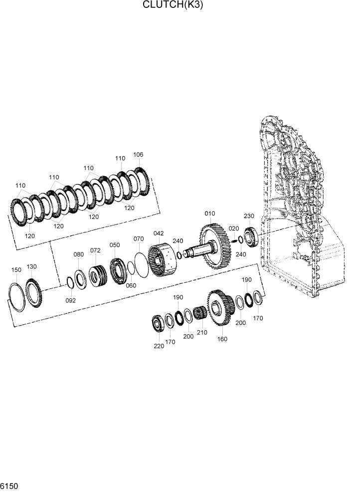 Схема запчастей Hyundai HL760-7 - PAGE 6150 CLUTCH(K3) СИЛОВАЯ СИСТЕМА