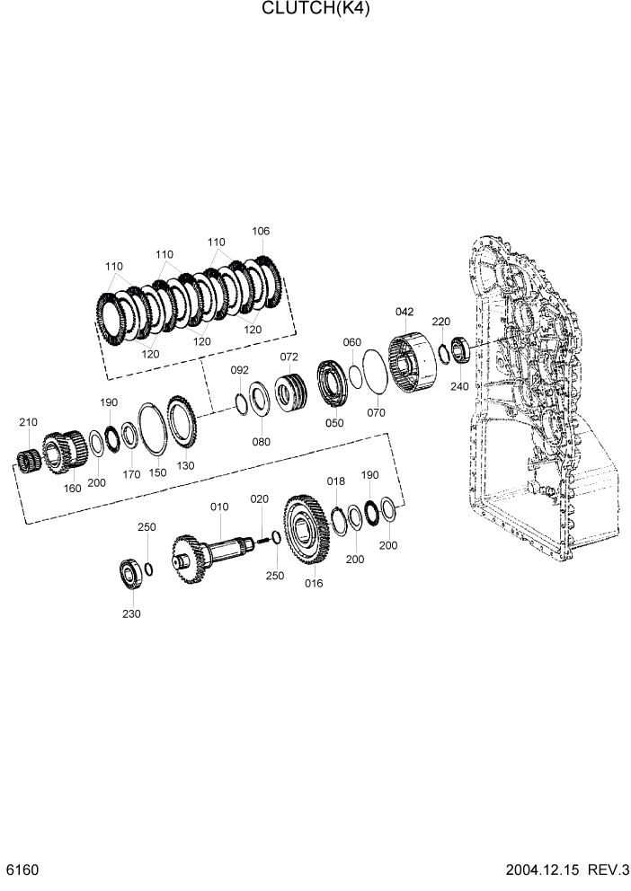 Схема запчастей Hyundai HL760-7 - PAGE 6160 CLUTCH(K4) СИЛОВАЯ СИСТЕМА