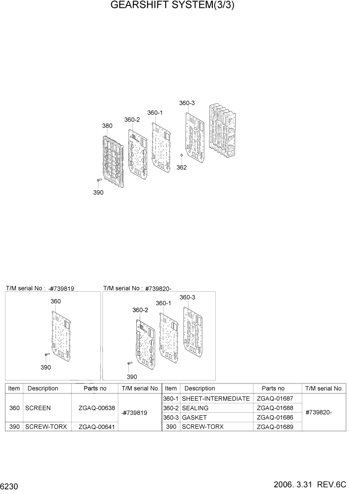 Схема запчастей Hyundai HL760-7 - PAGE 6230 GEARSHIFT SYSTEM 3 СИЛОВАЯ СИСТЕМА