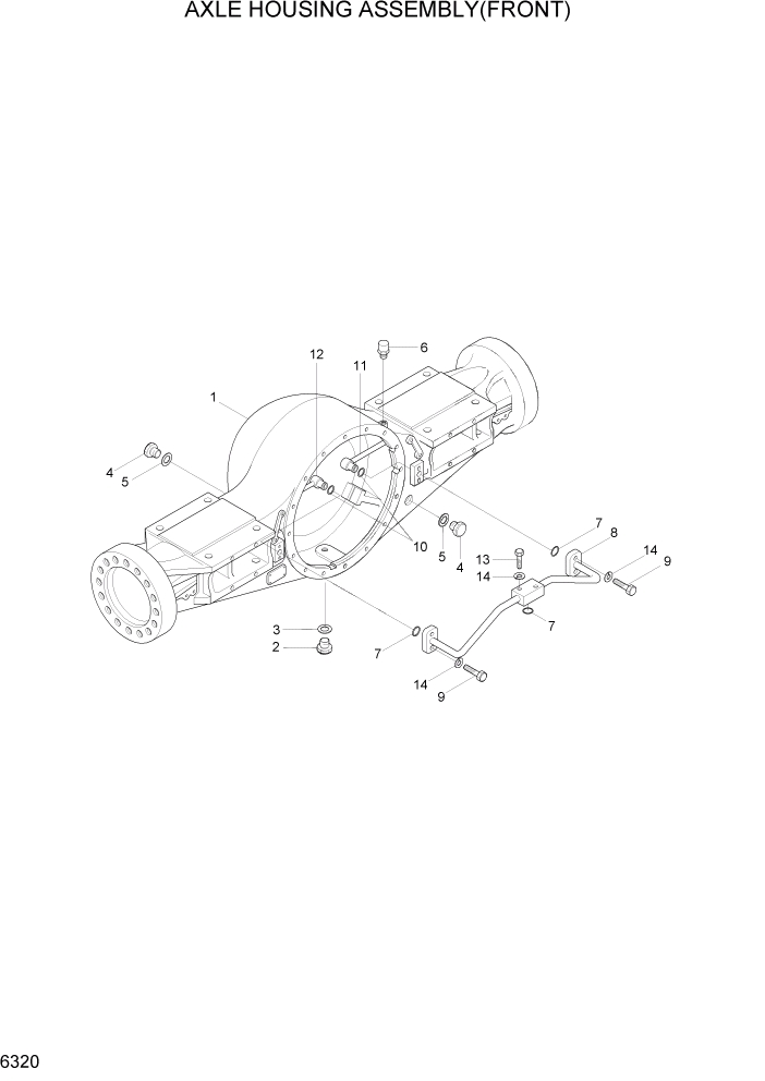 Схема запчастей Hyundai HL760-7 - PAGE 6320 AXLE HOUSING ASSEMBLY(FRONT) СИЛОВАЯ СИСТЕМА