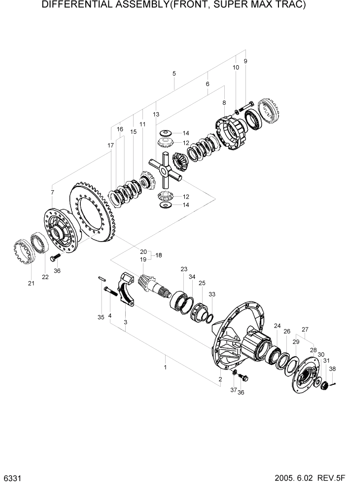 Схема запчастей Hyundai HL760-7 - PAGE 6331 DIFFERENTIAL ASSY(FRONT, SUPER MAX TRAC) СИЛОВАЯ СИСТЕМА