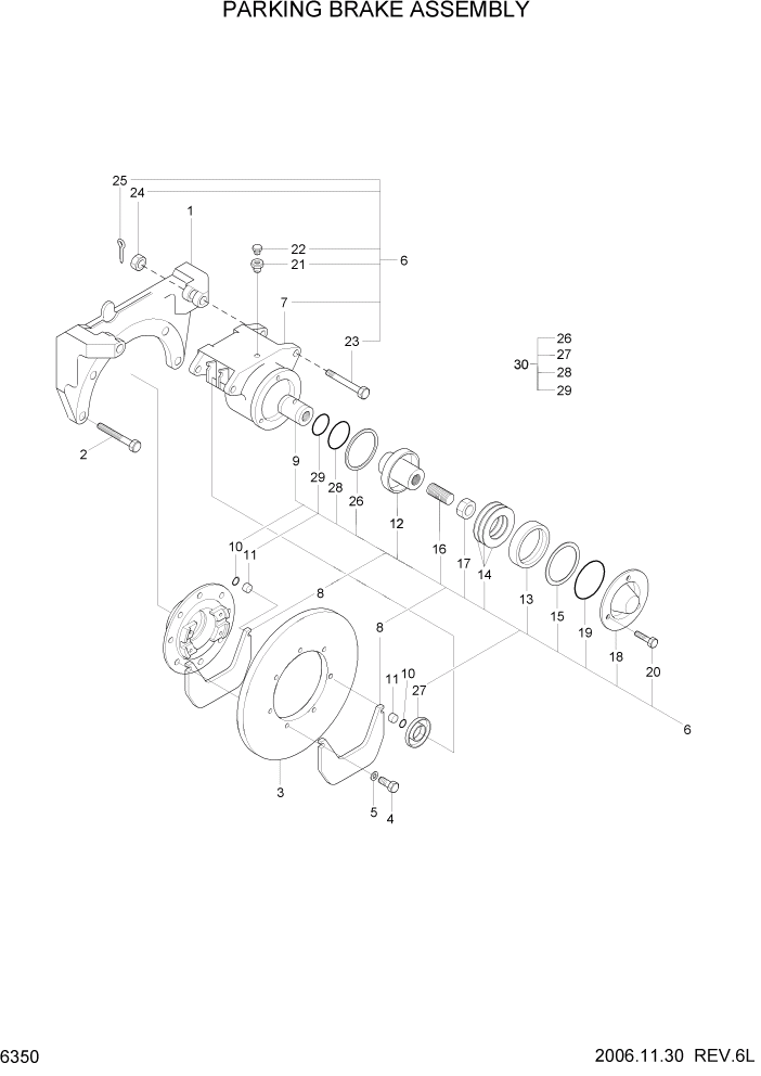 Схема запчастей Hyundai HL760-7 - PAGE 6350 PARKING BRAKE ASSEMBLY СИЛОВАЯ СИСТЕМА