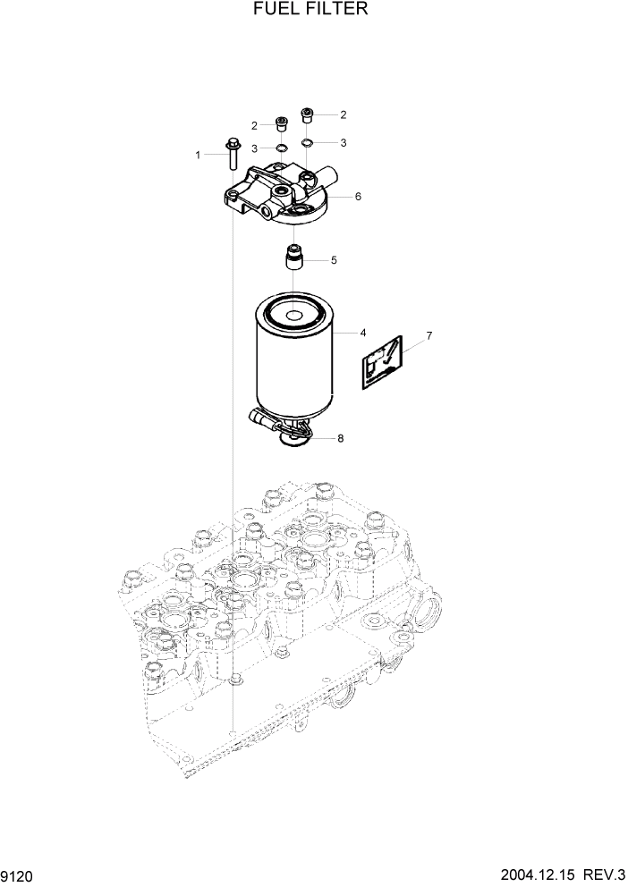 Схема запчастей Hyundai HL760-7 - PAGE 9120 FUEL FILTER ДВИГАТЕЛЬ БАЗА