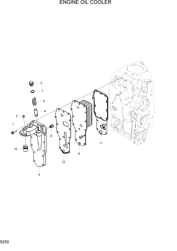 Схема запчастей Hyundai HL760-7 - PAGE 9250 ENGINE OIL COOLER ДВИГАТЕЛЬ БАЗА
