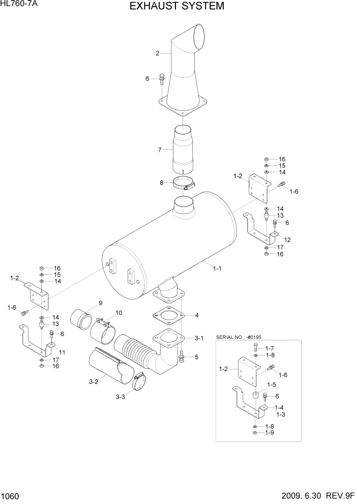 Схема запчастей Hyundai HL760-7A - PAGE 1060 EXHAUST SYSTEM СИСТЕМА ДВИГАТЕЛЯ