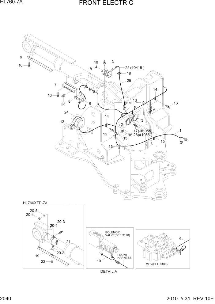 Схема запчастей Hyundai HL760-7A - PAGE 2040 FRONT ELECTRIC ЭЛЕКТРИЧЕСКАЯ СИСТЕМА